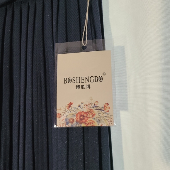 Blue Wide Leg Pleated Pants - Picture 5 of 6